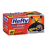 Hefty Easy Flaps multipurpose large trash flap-tie bags, 30 gal Left Picture